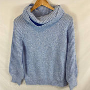 Nine West  Blue Cowl Neck Balloon Sleeve Sweater Size small