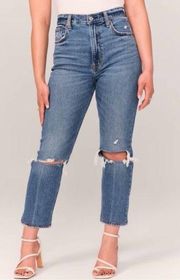 Abercrombie & Fitch Curve Love The Ankle Straight Ultra High Rise Destroy Jeans