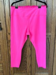 IVL Collective | Neon Barbie Pink Leggings with Scalloped Edge | Size 14