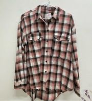 Pink Lily Plaid Long Sleeve Button Up