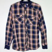 H&M Divided by  Button Up Plaid Shirt Jacket Shacket Top Size Medium M