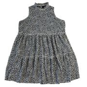 Mudpie Women's Large Navy Cheetah Print Sleeveless Dress High Neck