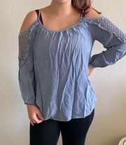 Andree blue cold shoulder top