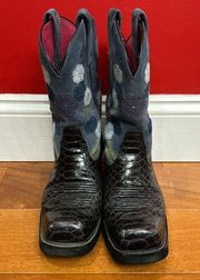 Ariat  Womens Black Doll Baby Suede Floral Square Toe Cowgirl Boots Size 7.5