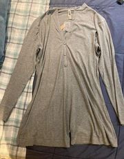 Skims Size 4X Soft Lounge Button Up Henley Onesie Romper in Heather Gray NWT 4xl