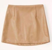 Abercrombie and Fitch Vegan Leather Pleather Mini Skirt Short Tan - Size 10