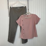 Calvin Klein High Waisted Cropped Pants Size 10 & Shein Button Side Top Size L