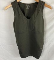 Athleta Bra Cup Empire V-Neck Cami Support Top Dark Green Size 36B