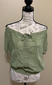 Green Off The Shoulder Top Large