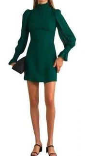 REFORMATION "Archie" Long Sleeve High Neck Mini Emerald Green Dress Size 4