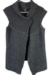 AX  knit acrylic gray cowl neck cardigan sweater size Medium