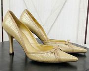 BCBGirls Embossed Metallic Pointed Toe Leather Pumps Heels Gold 7.5