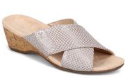 Vionic Leticia Gray Cork Wedge Heel Sandal
