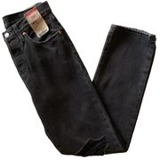 NWT Womens Levis 501 Distressed Ripped Button Fly Black Jeans 27x30