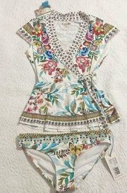 Johnny Was Dreamer Wrap Tankini and Hipster Bottom Size XS NWT