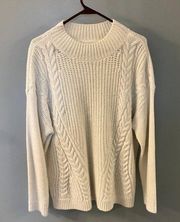 Wang Womens White Cable Knit Heavyweight Sweater - XL