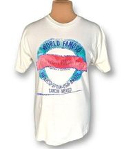 Vintage Carlos N Charlie T-shirt White Cotton Blue Pink Logo Cancun