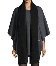 Alo Sherpa Wrap Poncho Charcoal Heather Black Fuzzy Teddy Shearling Cardigan S M