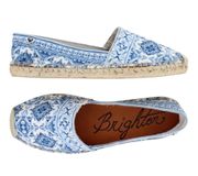 BRIGHTON Belina Bali Blue Print Slip-On Espadrille Ballet Flat Shoes Size 9