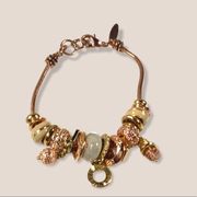 Rose gold charm necklace signed NY