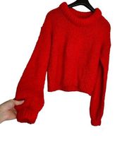 Something Navy Wool Blend Chunky Cozy Warm Red Sweater Size XS