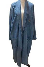 Tommy Hilfiger Y2K Blue Denim Duster Oversized Pockets Women Size L/XL