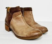 Kork-Ease Thyone Tan Brown Leather Suede Booties Size 6.5 Women’s