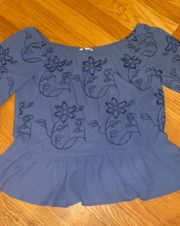 Blue Flowered Blouse