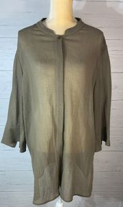 SHEER Shirt TUNIC BLOUSE Top MANDARIN Collar size 1X