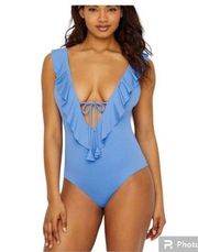 Becca Socialite One-Piece Swimsuit Size Medium Blue