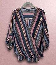 Striped Cross-Over Blouse