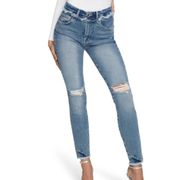 Good American Good Legs Frayed High Waist Ankle Skinny Jeans In Blue612