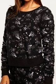 Chaser Bliss Shirred Sleeve Sweatshirt Mystical Star Print Constellation Sweater