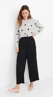 Madewell Black Polka Dot Drapey Jacquard Huston Pull-On Crop Pants - Small