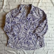 Chicos Wrinkle Resistant Print Top Blouse Purple Size “2”