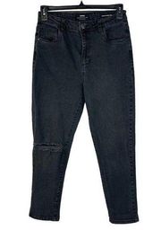 Cotton-On SZ 10 Stretch Mom Jeans 5-Pocket Hi-Rise Zip-Fly Black Wash Womens