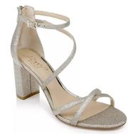 JEWEL BADGLEY MISCHKA Women's Devorah Evening Sandals Gold Glitter Sz 8