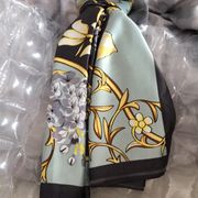 Moda Floral Scarf Black Mint Gold White