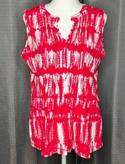 JONES NEW YORK SPORT WOMAN SIZE 0X PINK & WHITE TIE DYE TANK TOP