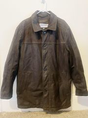 Vintage  New York Leather Winter Jacket w/ Wool Lining, Many Pockets