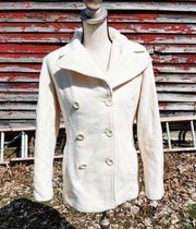 Anne Klein Size Small White Ivory Peacoat Winter Warm AK Long Sleeve Snow