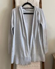 light grey knit cotton blend hooded open cardigan