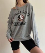 Grey Distressed Florida State Crewneck No Sie Tag