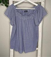 Cha Cha Vente Striped Blouse * Blue White * Medium