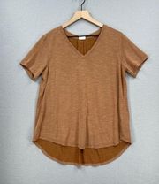 Mod Ref Shirt Womens Medium Brown Rust V Neck Modal Tee