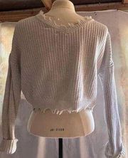 Women's Jessica Simpson White Boho Cropped Sweater Size M