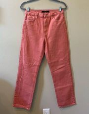 J Brand Jules High Rise Straight Leg Coral Jeans in Portal Raze Women’s Size 27