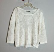 NIC + ZOE white light crochet sweater