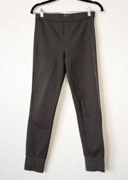 Vince Black Leather Piped Ponte Legging Pants Size Medium