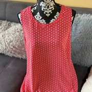 ANNE KLEIN Coral/Red & White Long Tank Blouse